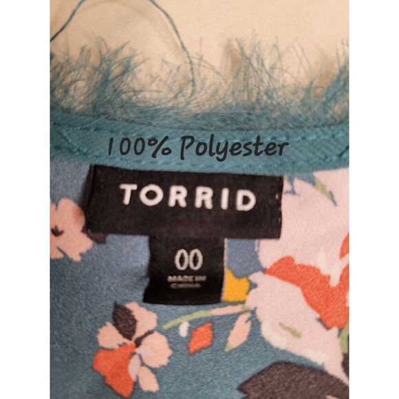 TORRID Blue Floral Print V-Neck Tank Top Size 10 Women's Size 00 Spring Summer - Picture 2 of 3